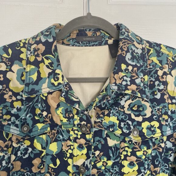 Liz Claiborne Floral Denim Jacket Women’s Size XL - Picture 2 of 12